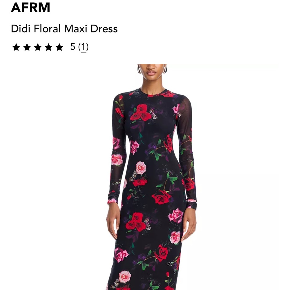AFRM Didi Black Floral Maxi Dress Size S